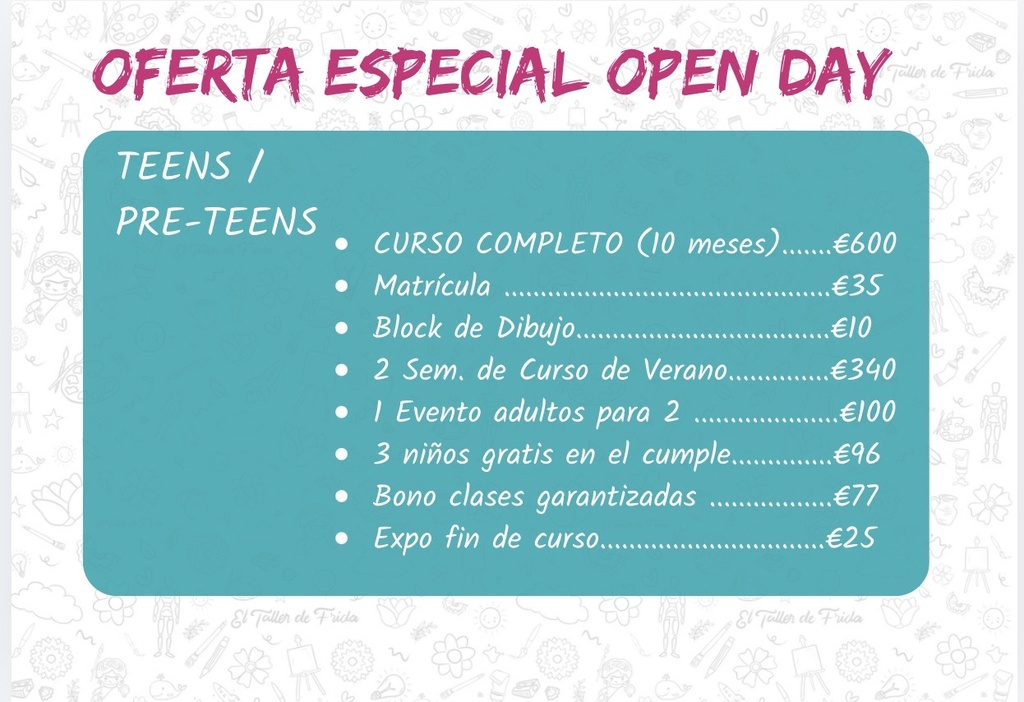 PINTURA / OPEN DAY TEENS / PRE-TEENS 1.5