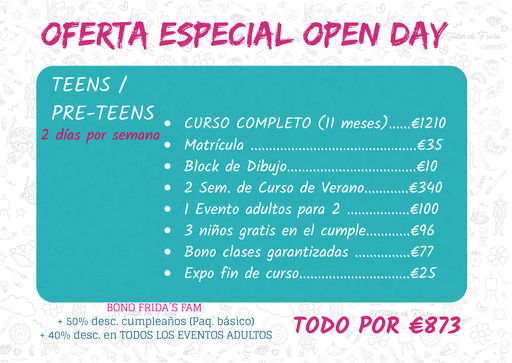PINTURA / OPEN DAY TEENS / PRE-TEENS 2 días por semana